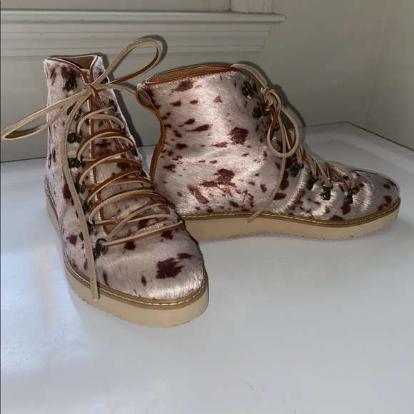 FREE PEOPLE Cowhide Booties w/ Leather Laces - Picture 8 of 8